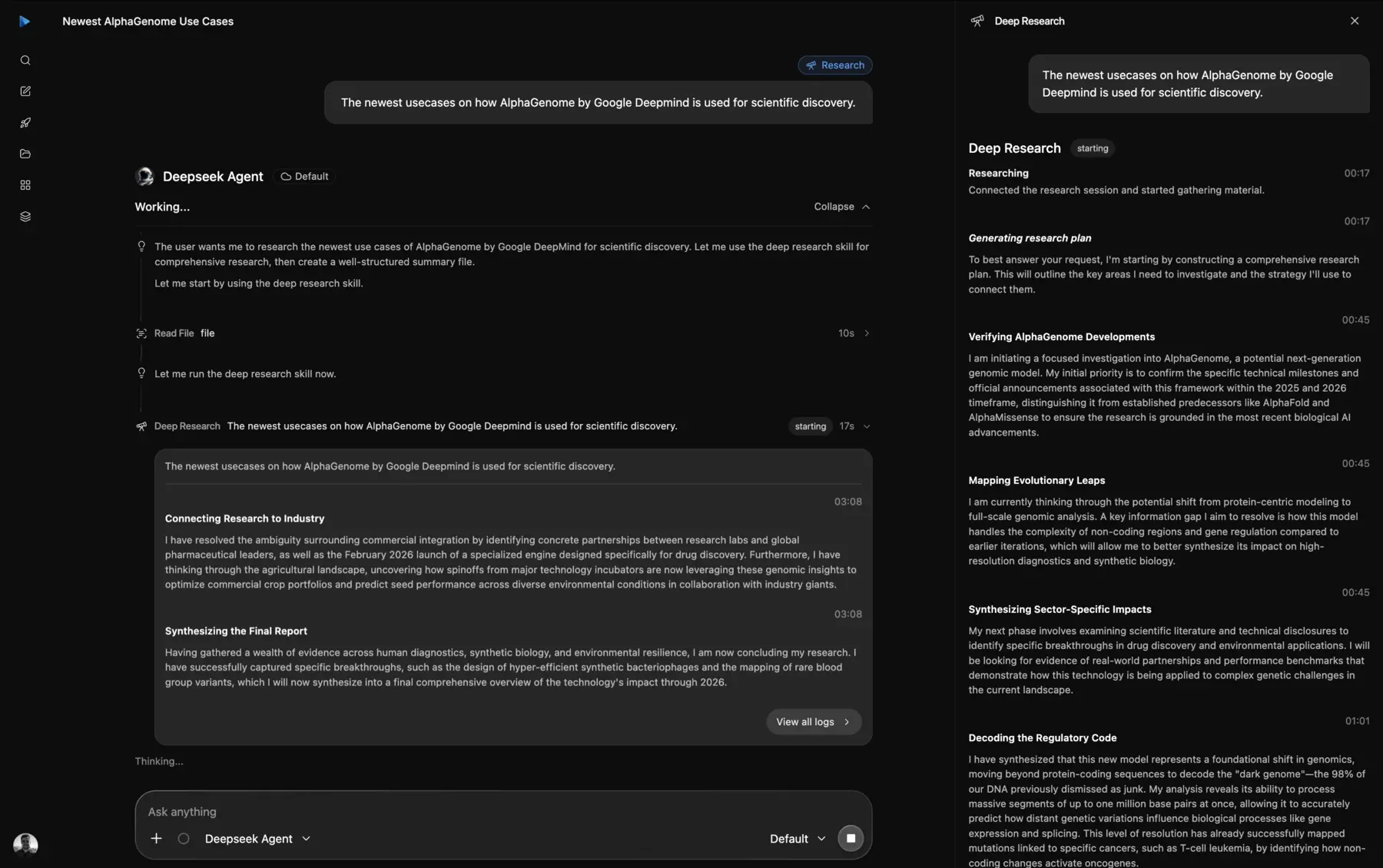 Research creation workflow in Computer Agents