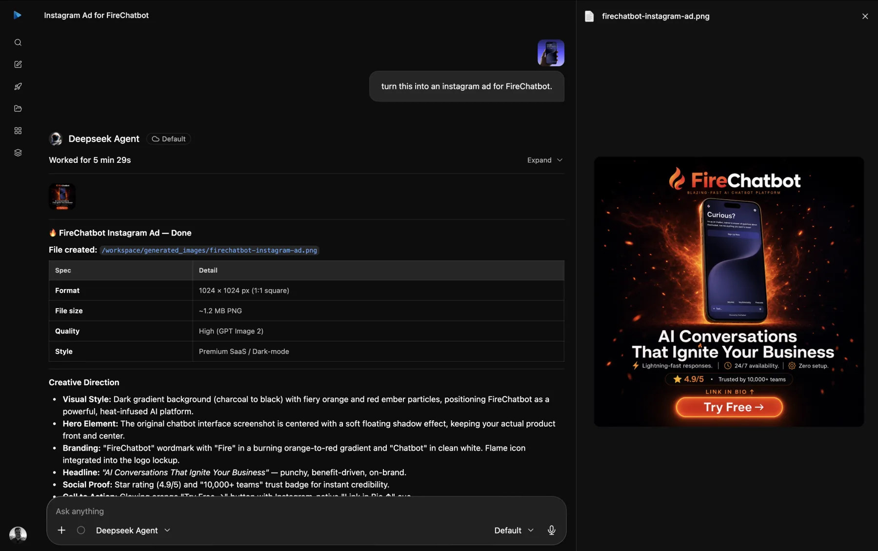 Marketing ad creation workflow in Computer Agents